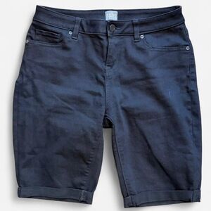 Soho New York & Company classic black denim cuffed bermuda shorts size 6